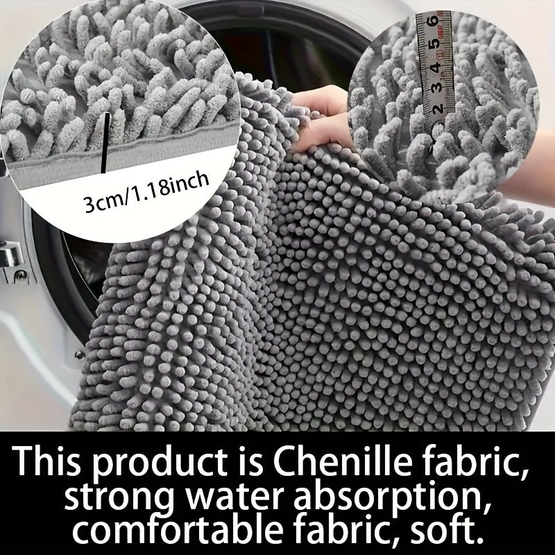 Ultra-Soft Chenille Absorbent Bath Mat – Non-Slip, Quick-Dry Comfort