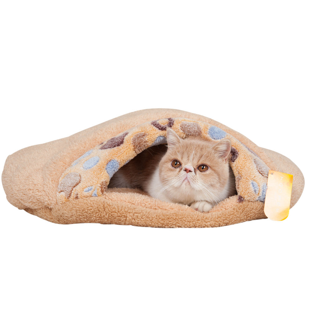 Calming Plush Pet Nest – Winter Cozy Bed for Cats & Puppies