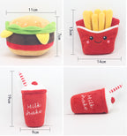Plush Squeaky Dog Toys – Burger, Fries & Milkshake