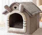 Foldable Enclosed Pet Bed – Warm Winter Dog & Cat Cave