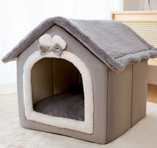 Foldable Enclosed Pet Bed – Warm Winter Dog & Cat Cave